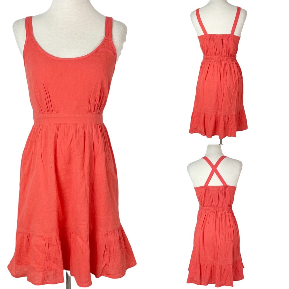 GAP sleeveless gauzy crepe sundress XS pink coral new!